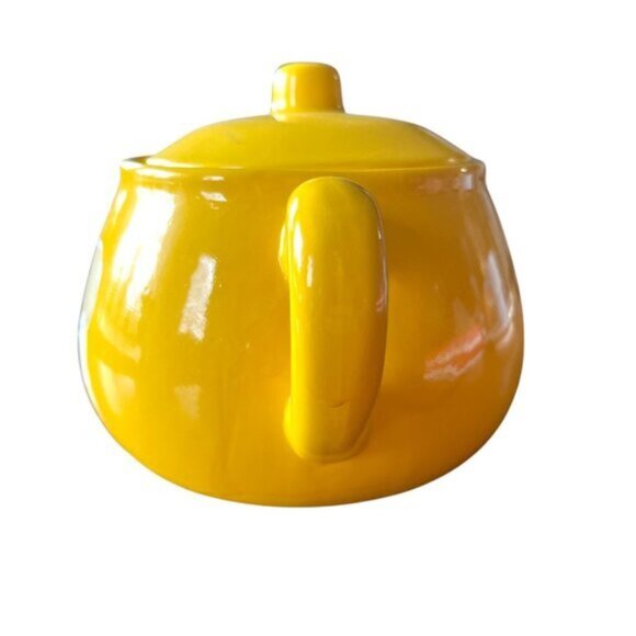 1960s Flower Power Yellow Daisy Flower Ceramic Tea Pot Decor Planter Bohemian - Picture 2 of 7